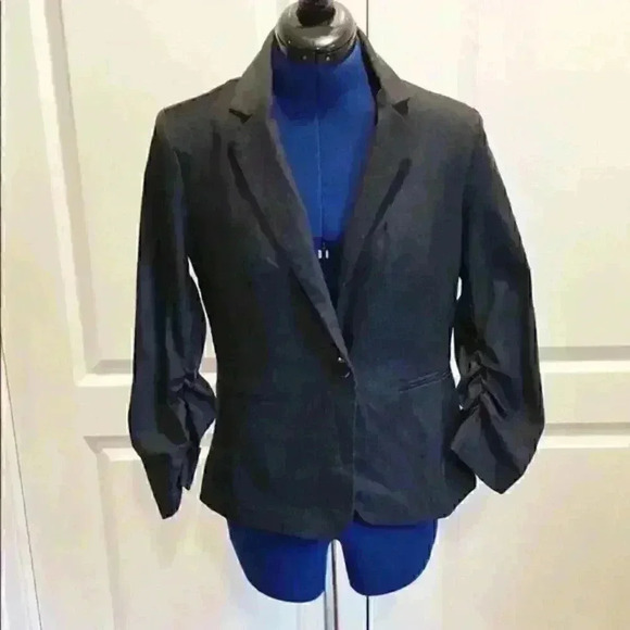 Dress Barn size M lined, ruched sleeve bla… - Picture 1 of 6